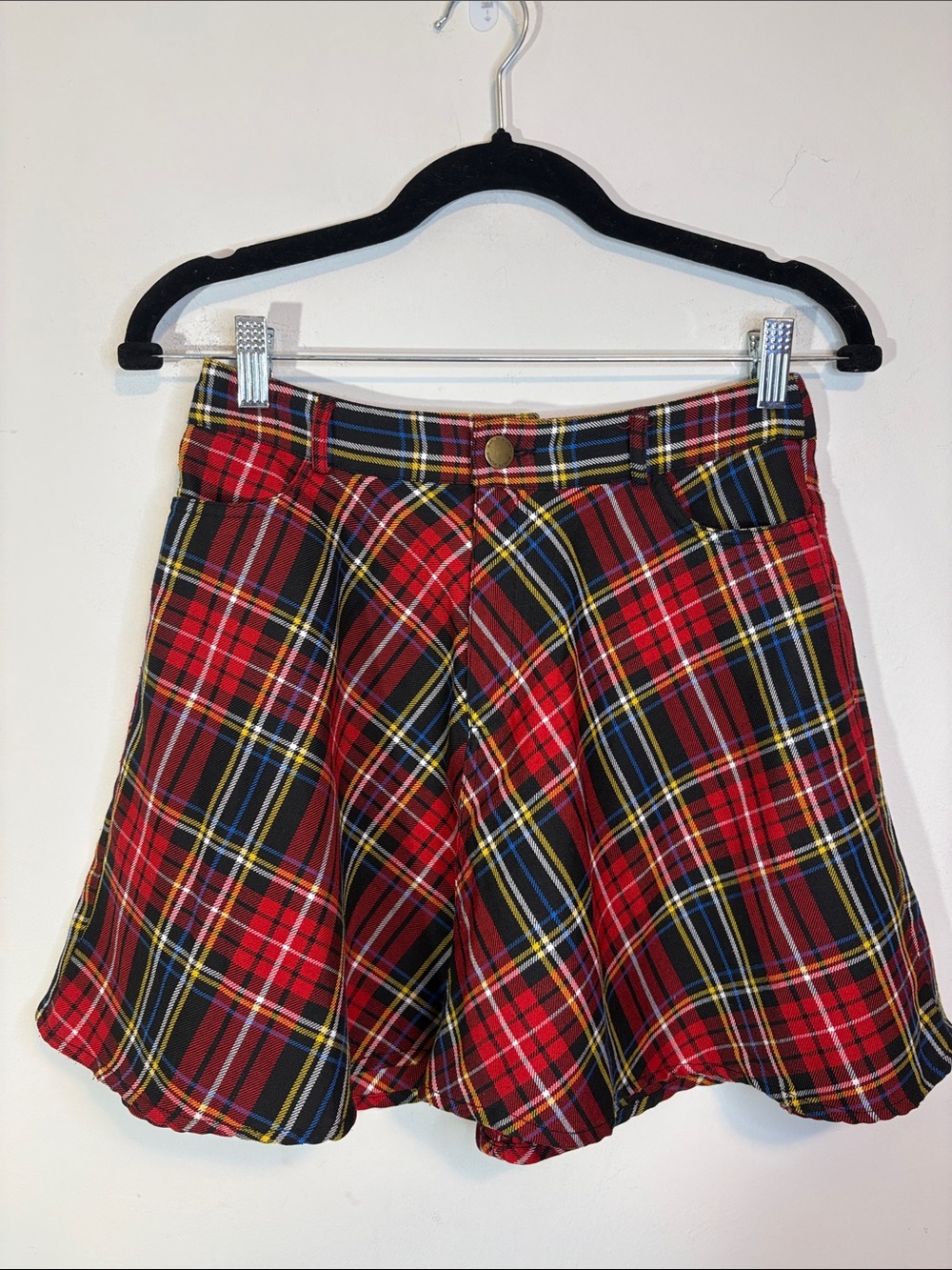 Marilyn Monroe Apparel Classic Red Plaid Academic Grunge Twirl Mini Skirt XS